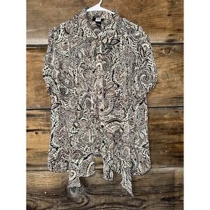 Studio 1940 Blouse Button up with scarf size XL H2